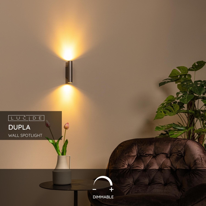 Lucide DUPLA - Wall spotlight / Wall light - 2xGU10 (MR11) - Grey iron